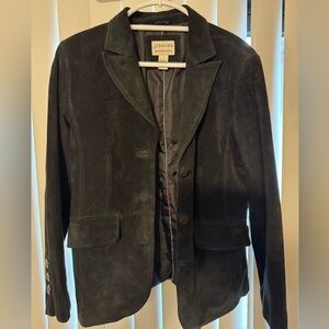 St. John's Bay Women's Black Suede Leather Blazer